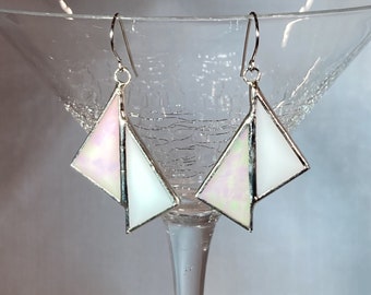 Stained Glass Double Triangle Earrings (Lead Free) - Ready to ship