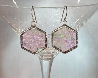 Stained Glass Hexagon Earrings (Lead Free) - Ready to Ship