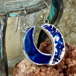 Stained Glass Moon Earrings (Lead Free) - Ready to Ship