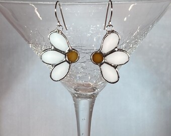 Stained Glass Daisy Earrings (Lead Free) - Ready to ship