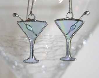 Stained Glass Martini Earrings (Lead free)