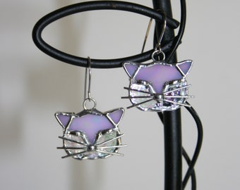 Stained Glass Cat Earrings (Lead free)