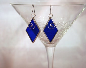 Stained Glass Diamond Swirl Earrings (Lead free)