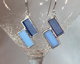 Stained Glass Double Mini Rectangle Earrings (Lead Free) - Ready to ship