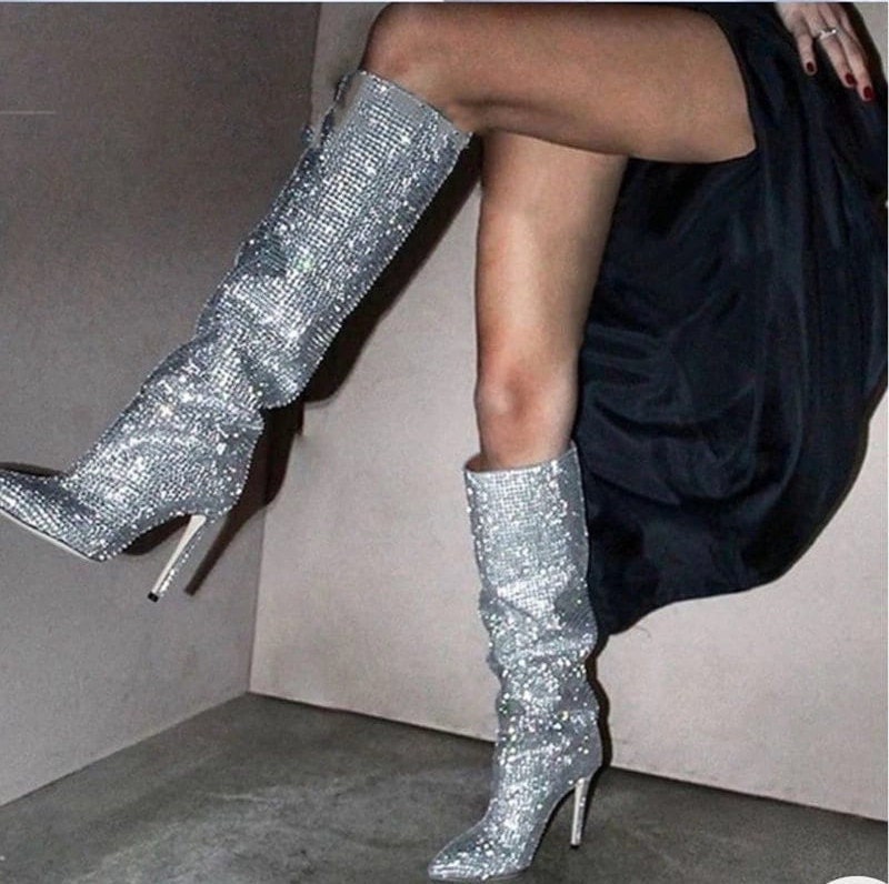 ladies glitter boots
