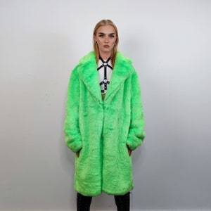 Bright green fur coat hotsell