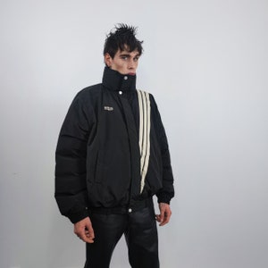 Utility bomber jacket striped bomber gorpcore coat techno varsity punk coat grunge jacket in black