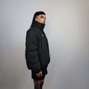Utility bomber jacket striped bomber gorpcore coat techno varsity punk coat grunge jacket in black