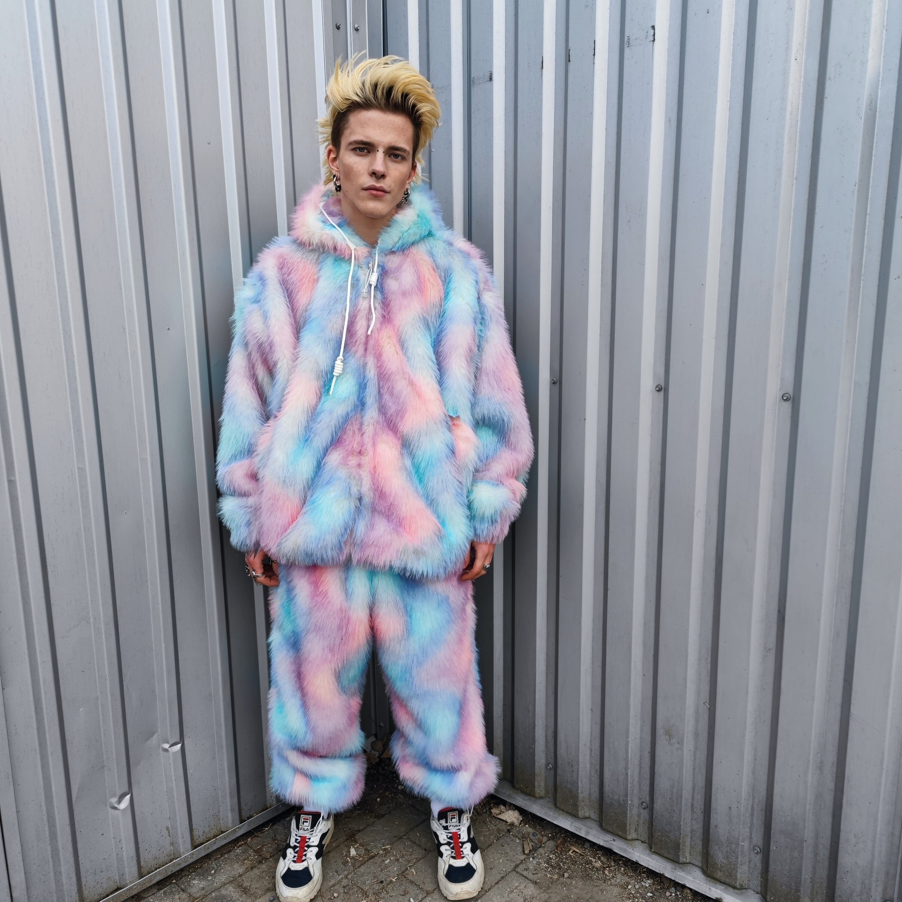 Faux fur luxury jacket handmade pastel fleece rave jacket Etsy Polska