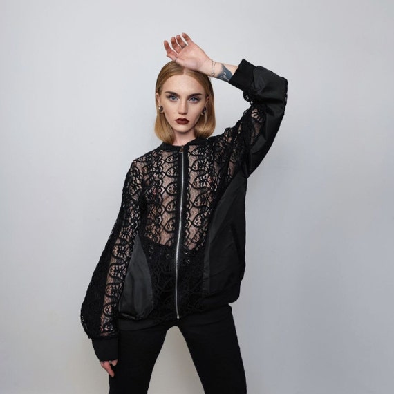 Black see top through jacket