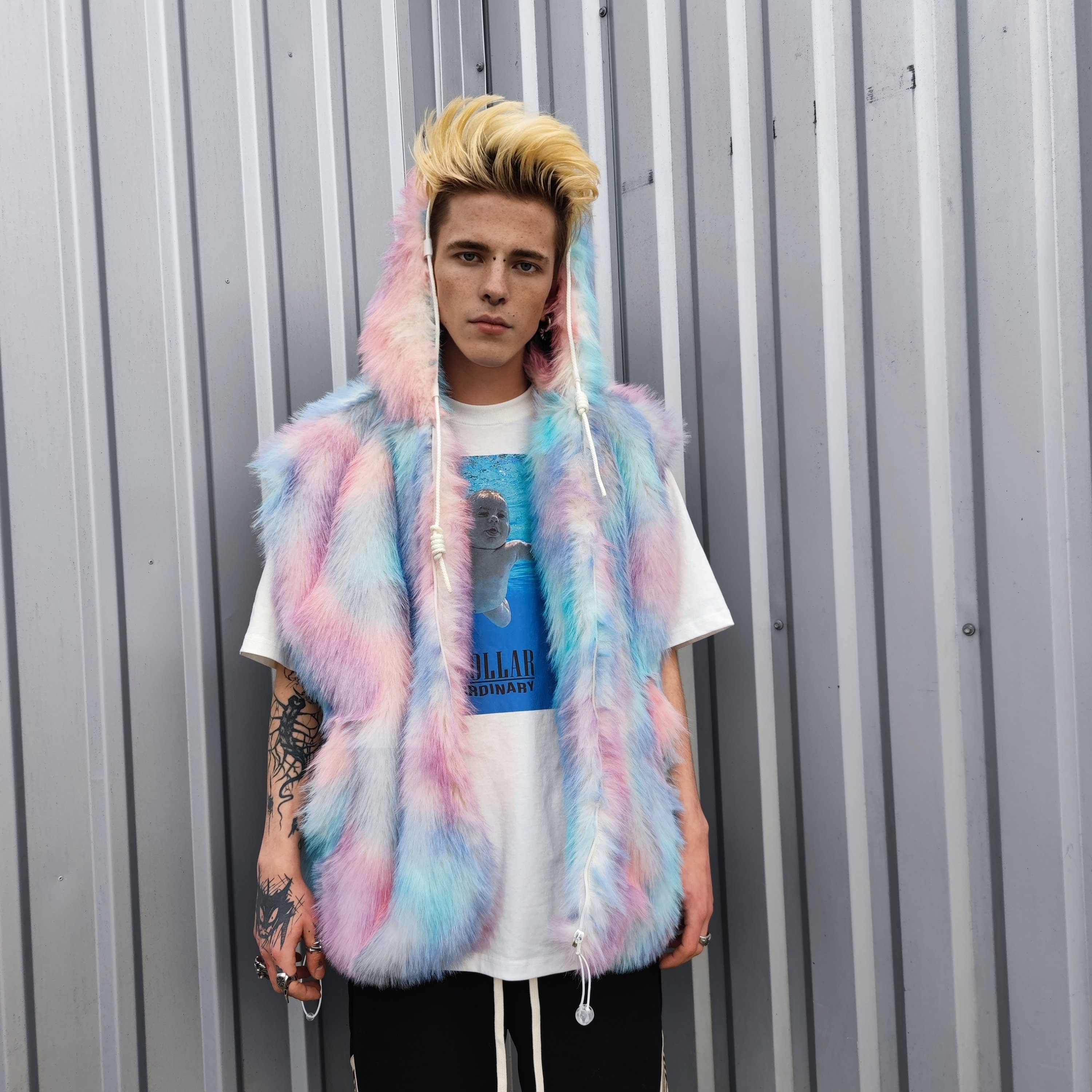 Faux fur luxury jacket handmade pastel fleece rave jacket Etsy Polska