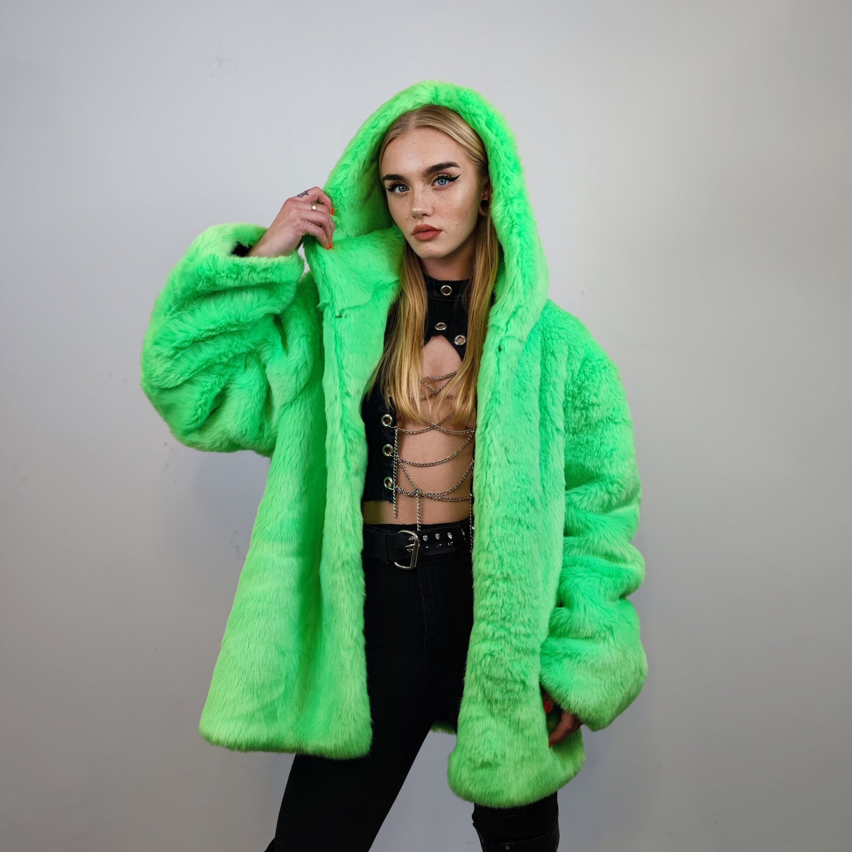 Neon green shop bubble coat