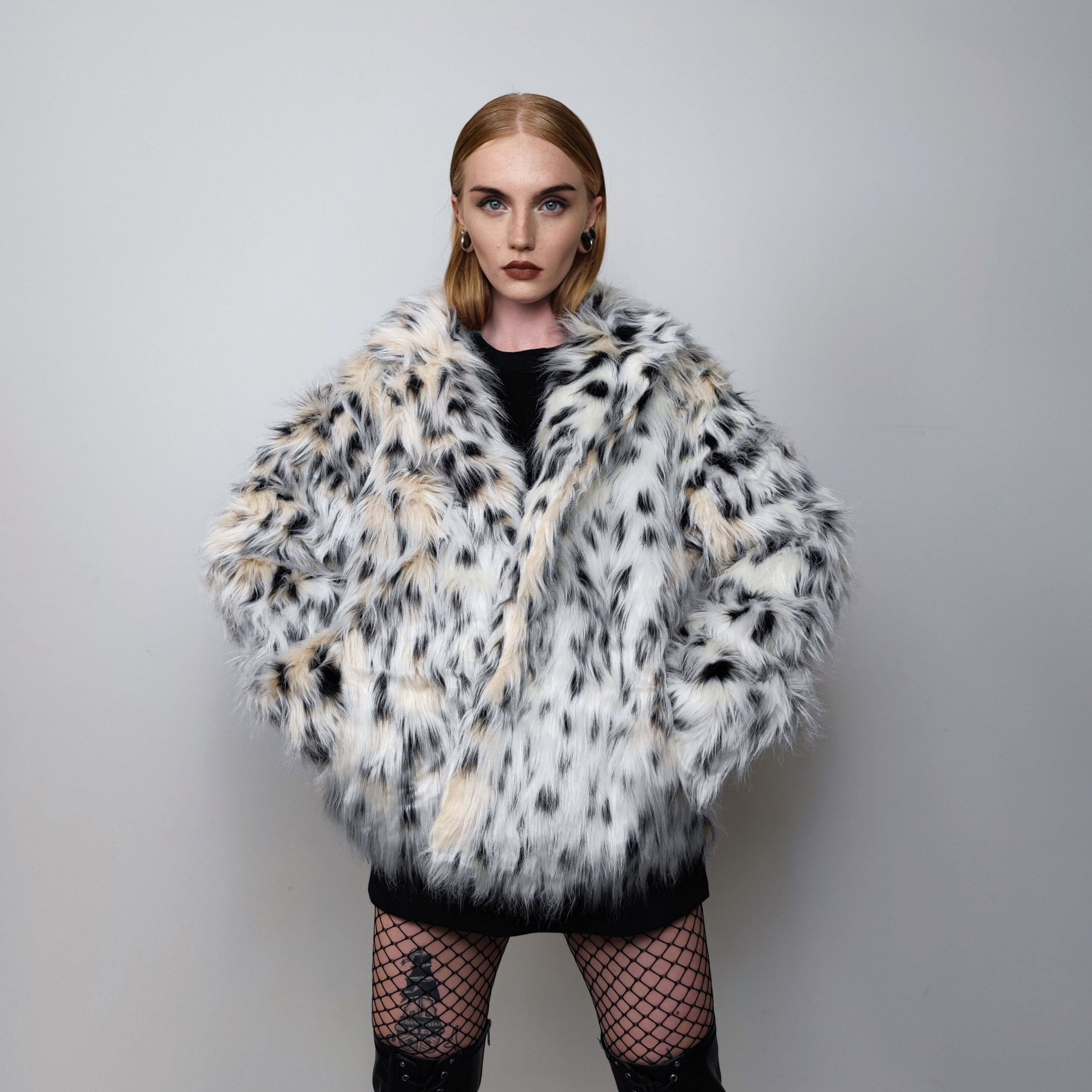 Leopard Print Faux Fur Coat, Animal Print Full Length Fake Fur