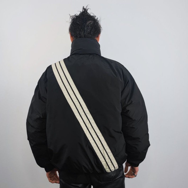 Utility bomber jacket striped bomber gorpcore coat techno varsity punk coat grunge jacket in black