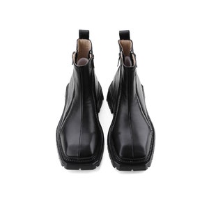 Mens square top toe zipper boots