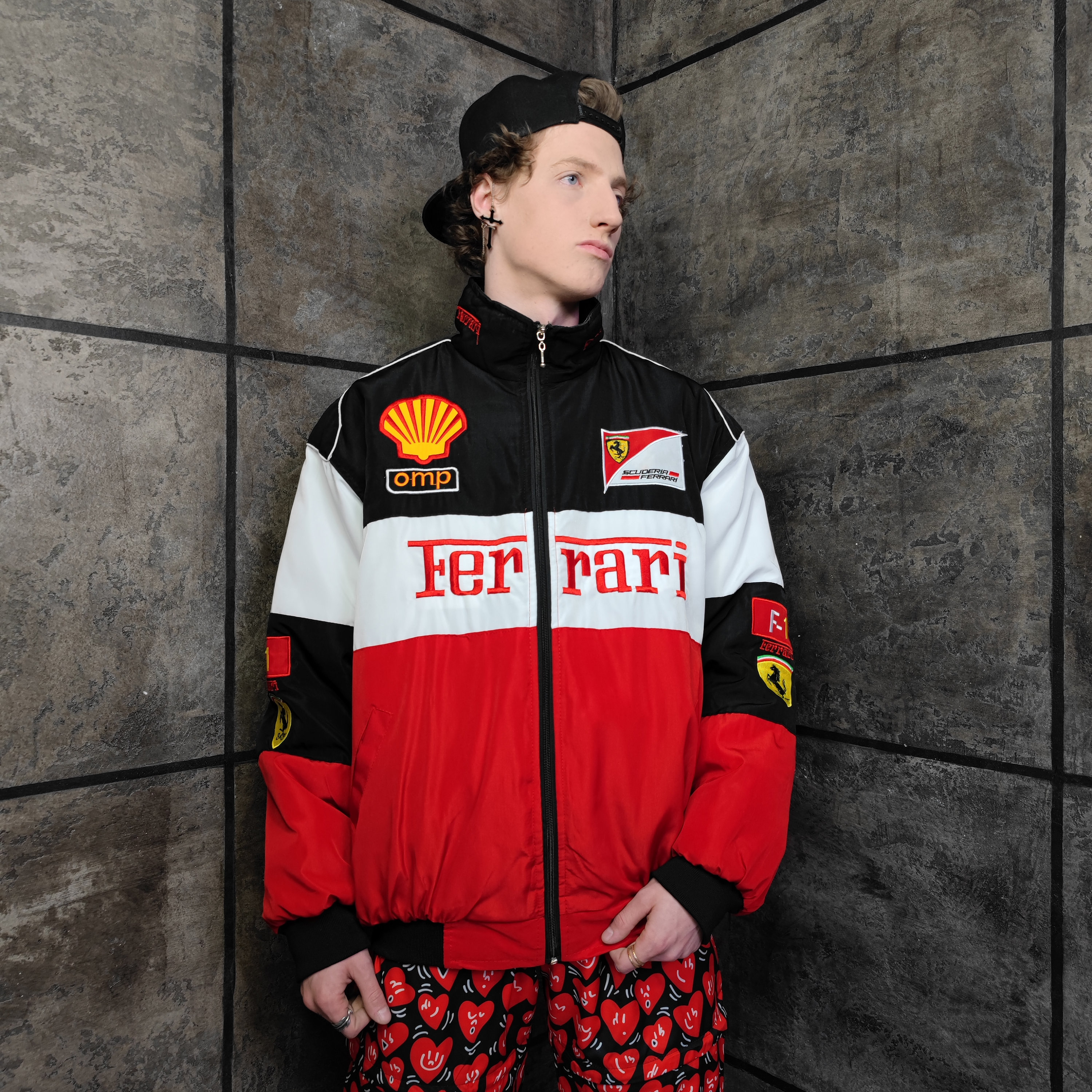 Ferrari jacket red and best sale black