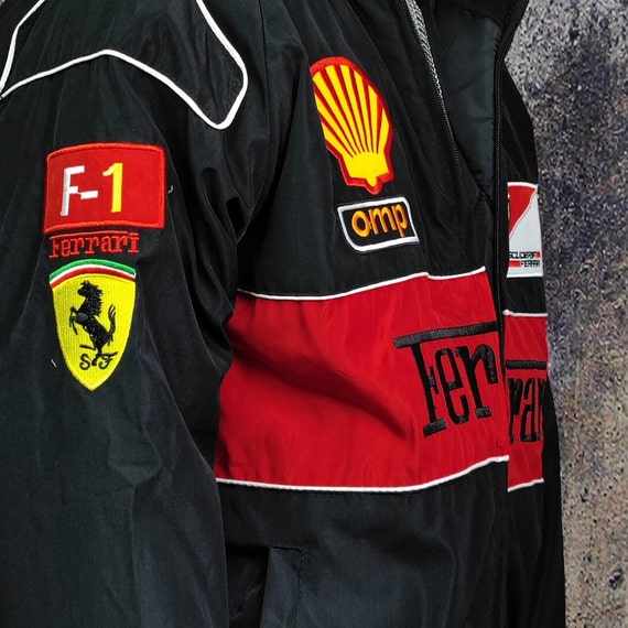 Giubbotto da corsa bomber con logo Ferrari nero ricamato - xxl – Rokit