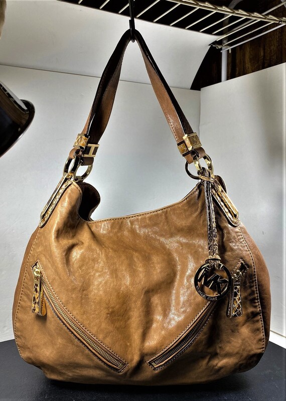 Michael Kors Brown Soft Leather Hobo Bag With Lots of Pockets - Etsy