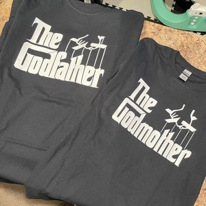 The Godfather T Shirt Godmother Shirt, TShirt Baptism Gifts For Newborn Present New Godparents Proposal