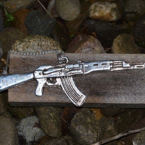 mens, sterling silver ak47, pendant,Kalashnikov,pendant,necklace, 925