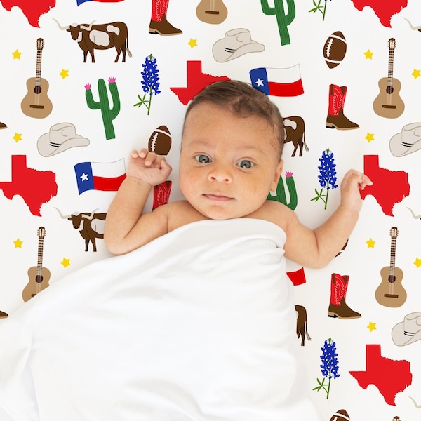 TEXAS Crib Sheet - Custom Crib Sheet - State Themed Gifts for Baby - Texas Nursery - Texas Crib Bedding