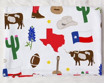 TEXAS Baby Blanket - Texas Newborn Swaddle - Knotted Hat - Headband - Texas Baby Gift - State Blanket - Newborn Gift Set - Gender Neutral