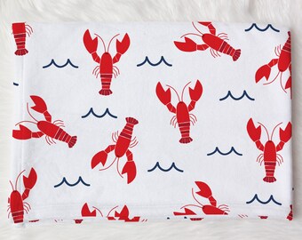 Lobster Baby Blanket - Maine Newborn Swaddle - Lobster Baby Gift - Lobster Blanket - Newborn Gift Set - Gender Neutral - Coastal Blanket