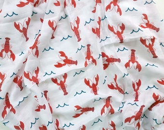 LOBSTER Muslin Blanket - Lobster Muslin Swaddle - Lobster Baby Gift - Lobster Gift - Lobster Baby Blanket - Gender Neutral- Lobster Blanket