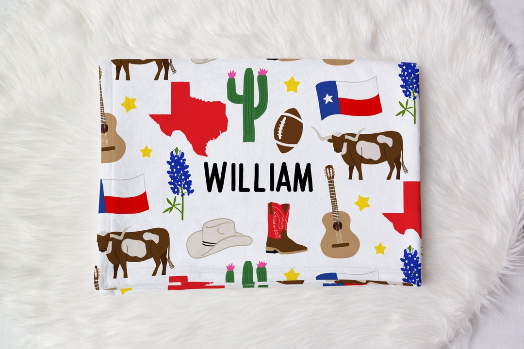 TEXAS Blanket Personalized Name Blanket Custom Swaddle Texas Gifts