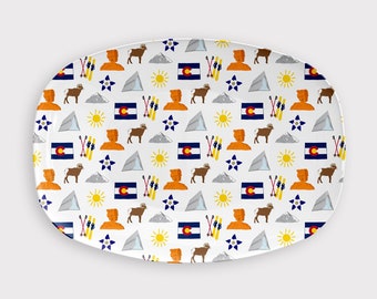 COLORADO Icons Plate or Platter - Colorado Gifts - State Themed Gifts - Colorado Housewarming Gift - Moving Gift