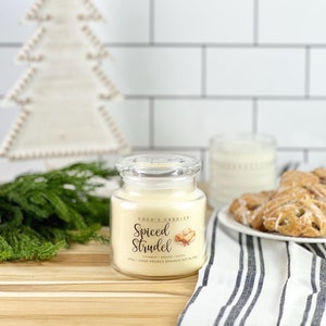 Spiced Strudel Candle / Holiday Candle / Hand Poured Soy Candle / Apothecary Jar Candle / 22 oz. Candle / 12 oz. Candle
