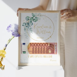 Geldgeschenk Hochzeit personalisiert, Geldgeschenk Hochzeit, Deine erste Million, DIY Karte, Hochzeitsgeschenke Geld, Digitales Canva Template, Last Minute Geschenk