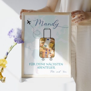 Presente em dinheiro de aniversário personalizado, cartão de viagem, dinheiro para presentes de aniversário, modelo digital Canva, presente em dinheiro original de última hora, editável