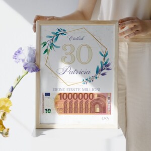 Cartão de presente em dinheiro de aniversário, presente de aniversário, presente de aniversário, presente em dinheiro Seu primeiro milhão, modelo de pôster digital Canva, presente de última hora