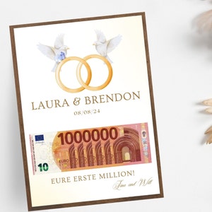Money wedding gift card, Your first million, Personalized couple gift card, DIY, wedding gifts money,  Digital Canva template, Last min gift