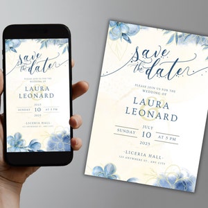 Electronic wedding invitation template, pintable and electronic wedding invite, Digital invite, Editable template, Mobile evite, Canva #025