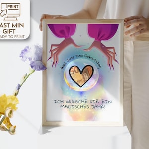Magische Geldgeschenkkarte, Geschenk an einen Zauberer, Bargeldgeschenkkarte, Personalisiert, Geburtstagsbargeschenk, Digitale Canva-Vorlage, Zaubererbevorzugung