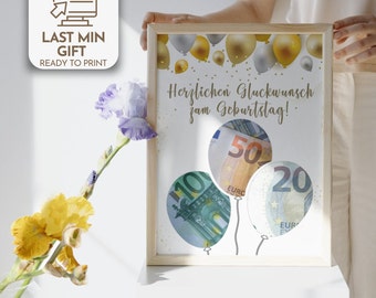 Birthday Money Gift Poster, Printable Wish Card (PDF)