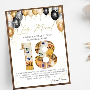 Regalo de dinero para cumpleaños número 18, personalizado, hazlo tú mismo, dinero para regalos de cumpleaños, plantilla digital de Canva, regalo de dinero original de último minuto, regalo editable