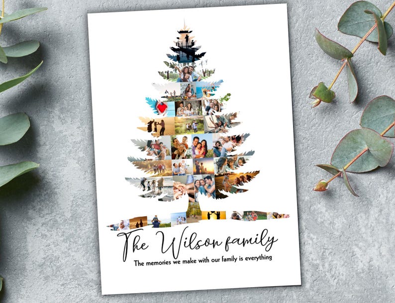Family Christmas Tree Photo Collage, Personalized Gift (digital Canva ...