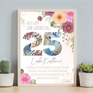 Geldgeschenk, Geldgeschenk, Geldgeschenk zum 25 Geburtstag, Personalisiert, DIY, Geburtstagsgeschenke Geld, Digitale Canva Vorlage, Last min original Geldgeschenk, bearbeitbares Geschenk
