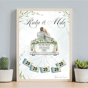 Geldcadeau bruiloft, je eerste miljoen, cadeau paar miljoen, gepersonaliseerd, doe-het-zelf, huwelijkscadeaus geld, digitale canva-sjabloon, lastminute cadeau