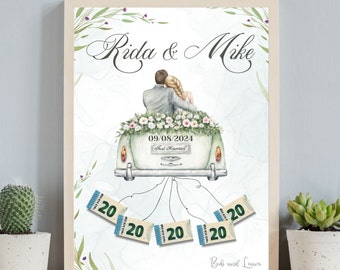 Personalized Wedding Money Gift, Digital Canva Template (DIY)