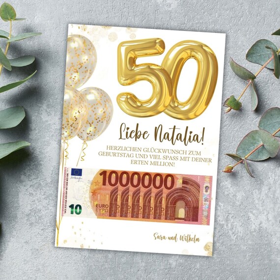 50th Birthday Money Gift, DIY Million Card (Digital Canva Template)
