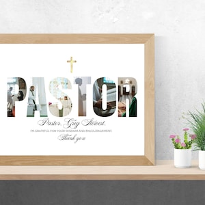Kolaż zdjęć pastora, Prezent z podziękowaniami dla pastora, Pastor w dniu ślubu, Najlepszy prezent dla pastora, Kolaż zdjęć kościelnych, Cyfrowy szablon Canva