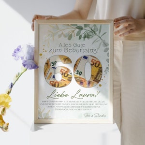 Geldgeschenk zum 60. Geburtstag, Personalisiert, DIY, Geburtstagsgeschenke Geld, Digitale Canva Vorlage, Last min original Geldgeschenk, bearbeitbares Geschenk