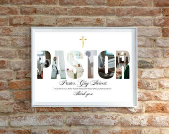 Personalized Pastor Photo Collage, Thank You Gift (Digital Canva Template)