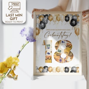 PDF Geldgeschenk 18. Geburtstag Geldgeschenkkarte, Wunscherfüller Geburtstagskarte, Fertig zum Drucken, Bestes Last-Minute-Geschenk, Glückwunschbild