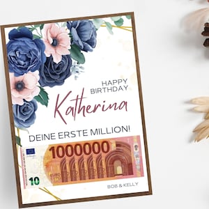 Cartão de presente em dinheiro de aniversário, presente de aniversário, presente de aniversário, presente em dinheiro Seu primeiro milhão, modelo de pôster digital Canva, presente de última hora