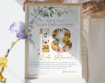 18th Birthday Money Gift Card, DIY Canva Template (Digital Download)